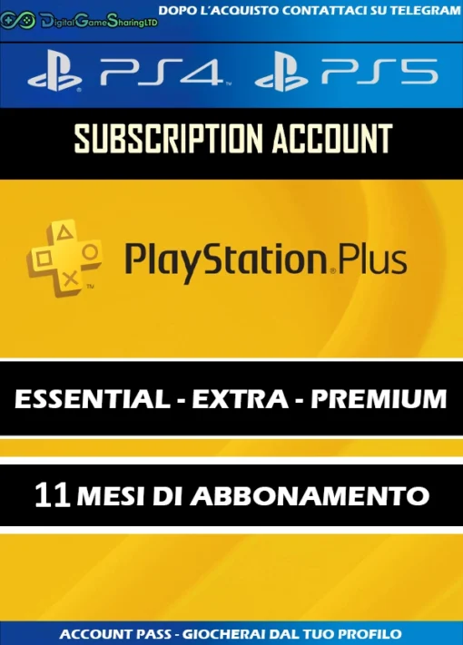 Suscripción PlayStation Plus Esencial - Extra - Cuenta Premium 11 meses PS4-PS5  [NO CODICE]